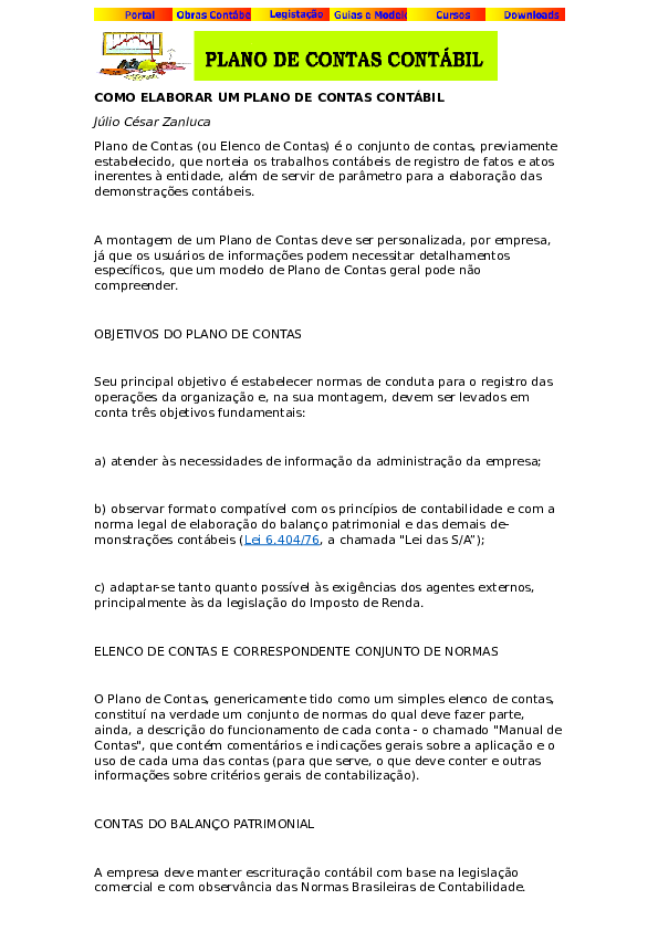 (DOC) COMO ELABORAR UM PLANO DE CONTAS CONTABIL