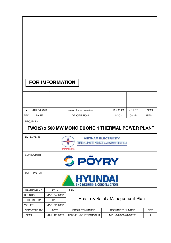 (PDF) TWO(2) x 500 MW MONG DUONG 1 THERMAL POWER PLANT Health & Safety