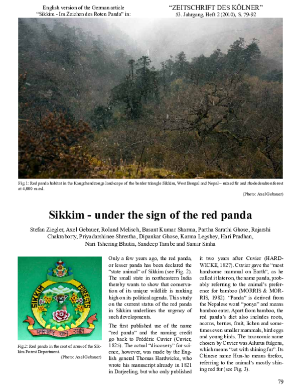 (PDF) Sikkim - under the sign of the red panda | Roland Melisch, Partha