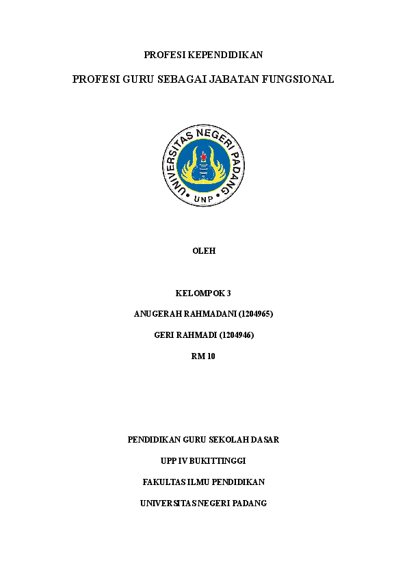 Doc Profesi Guru Sebagai Jabatan Fungsional Rintisan Malaikat Academia Edu
