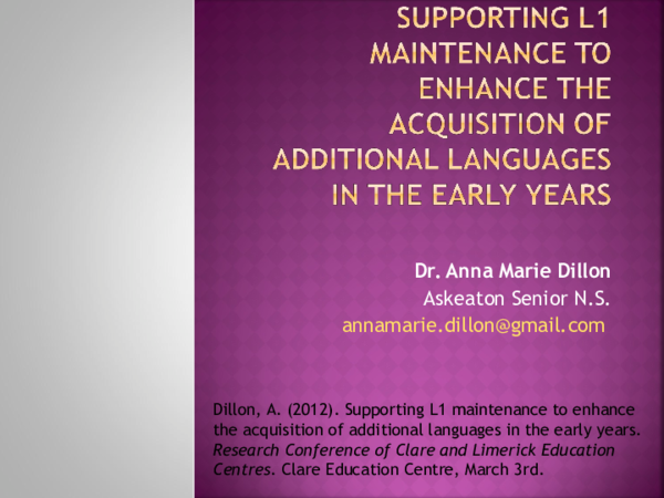 (PPT) Supporting L1 maintenance to enhance the acquisition of ...