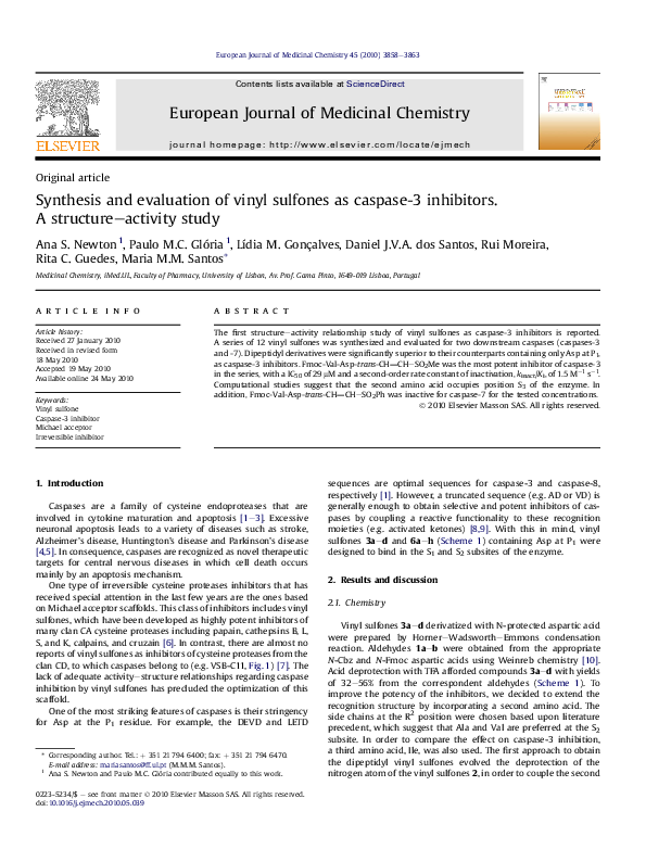 Synthesis and evaluation of vinyl sulfones as caspase-3 inhibitors. A ...