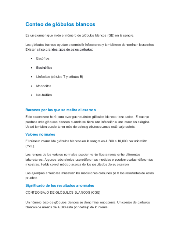 Normales de monocitos rangos