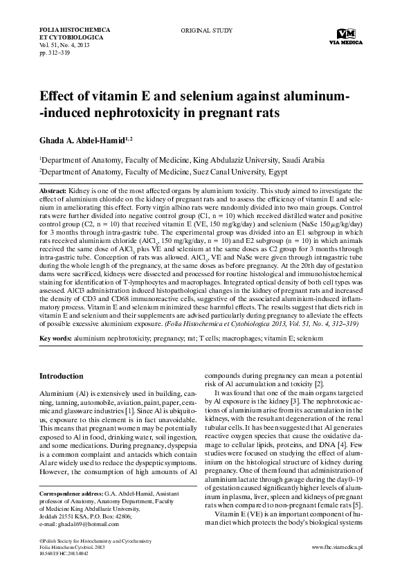 (PDF) Effect of vitamin E and selenium against aluminum-induced ...