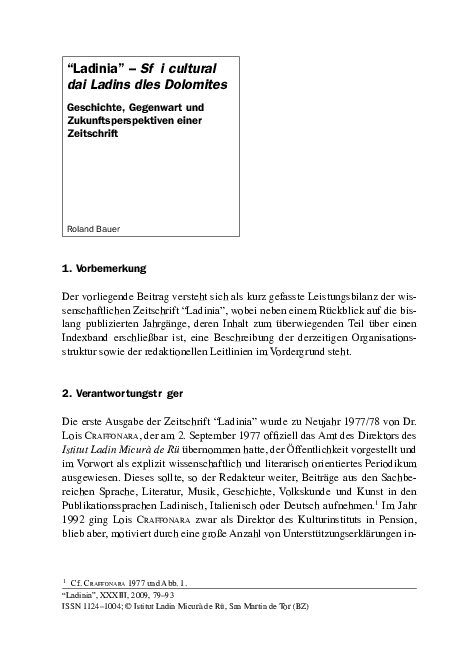 (PDF) “Ladinia” Sföi cultural dai Ladins dles Dolomites. Geschichte