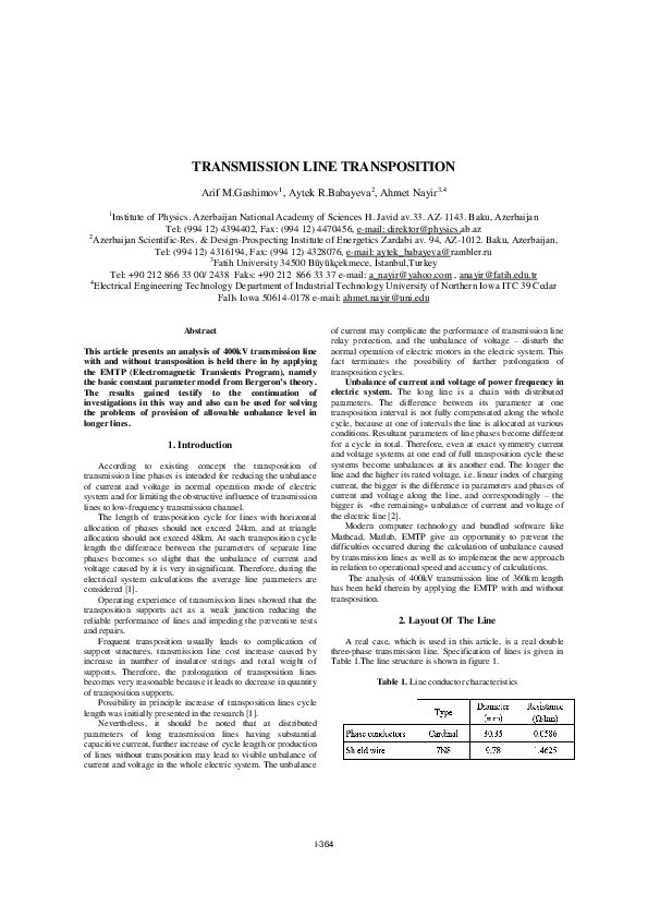 (PDF) TRANSMISSION LINE TRANSPOSITION