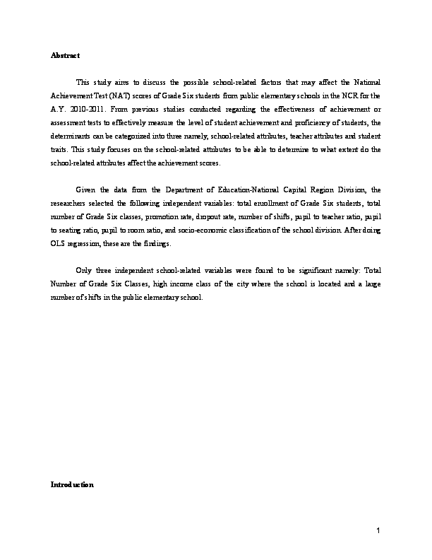 Pdf Regression Analysis On The Factors Affecting