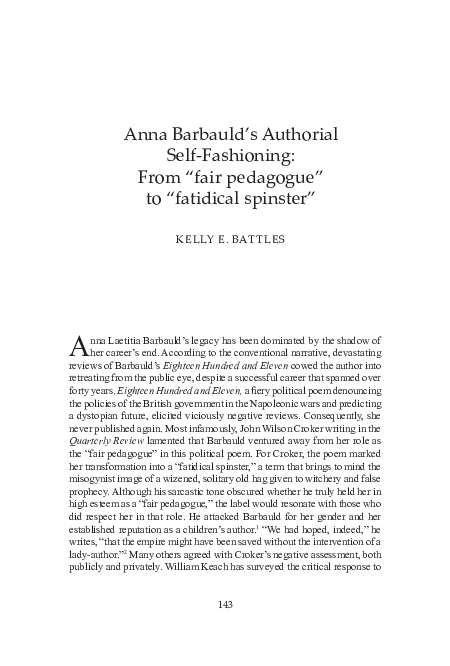 Anna laetitia barbauld famous poems picture