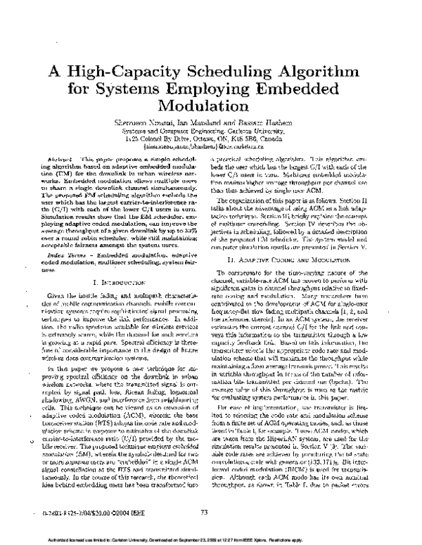 (PDF) A high-capacity scheduling algorithm for systems employing ...