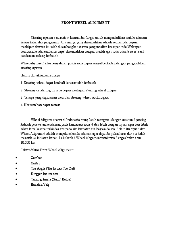 Doc Makalah Front Wheel Aligment Mahfur Faizal Arsyad Academia Edu