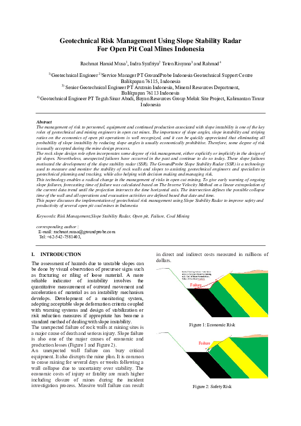 (PDF) Paper Geotechnical Risk Management Using Slope Stability Radar ...