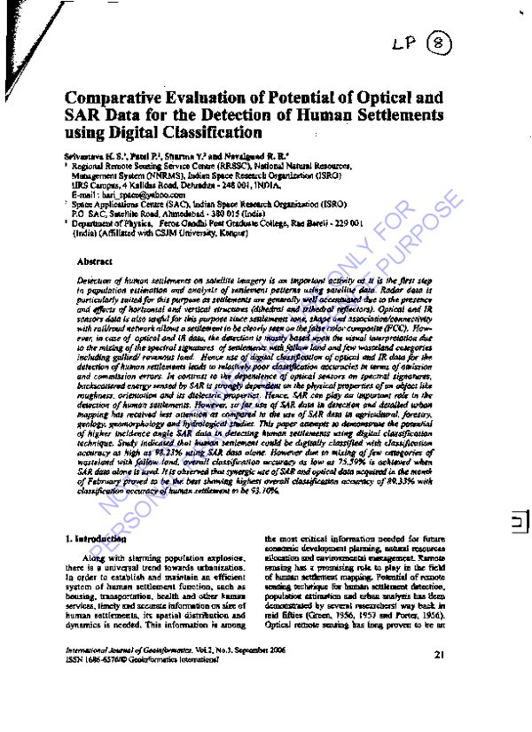 (PDF) Comparative evaluation of potential of optical and SAR data for ...