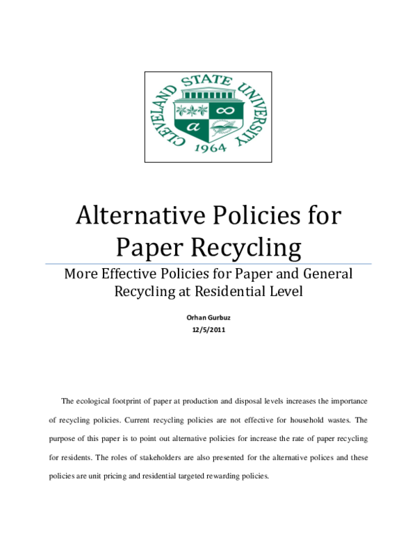 (PDF) Alternative Policies for Paper Recycling