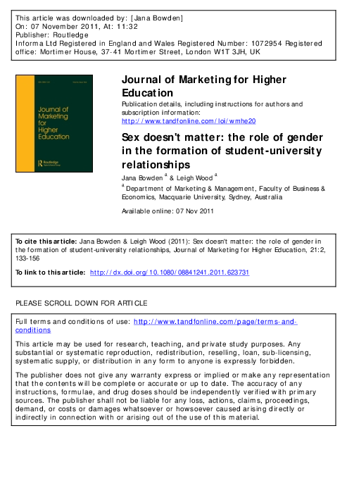 (PDF) Sex doesn't matter: the role of gender in the formation of ...