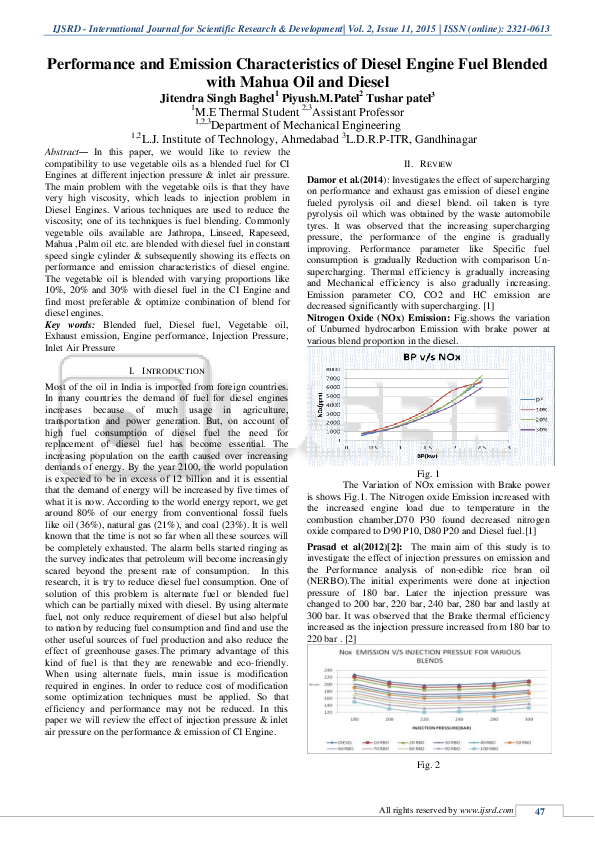(PDF) Performance and Emission Characteristics of Diesel Engine Fuel ...