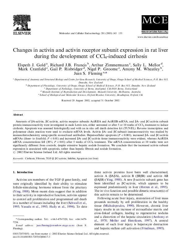 (PDF) Changes in activin and activin receptor subunit expression in rat ...