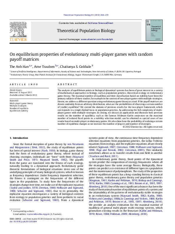 On equilibrium properties of evolutionary multiplayer games with random ...