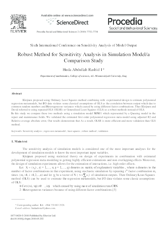 (PDF) Robust Method for Sensitivity Analysis in Simulation Model/a ...