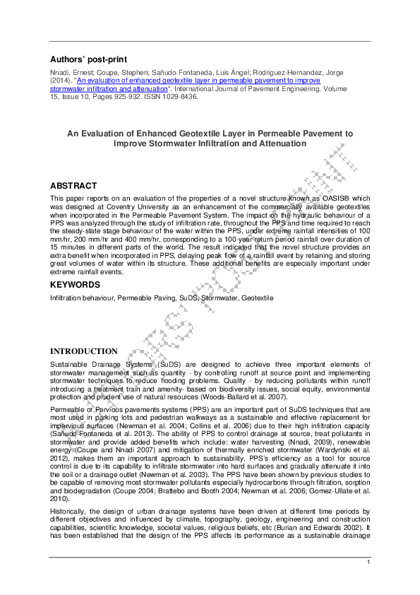 (PDF) An Evaluation of Enhanced Geotextile Layer in Permeable Pavement ...