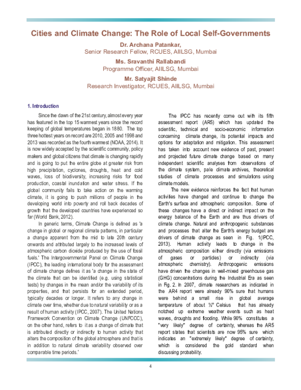 (PDF) Cities and Climate Change: The Role of Local Self-Governments