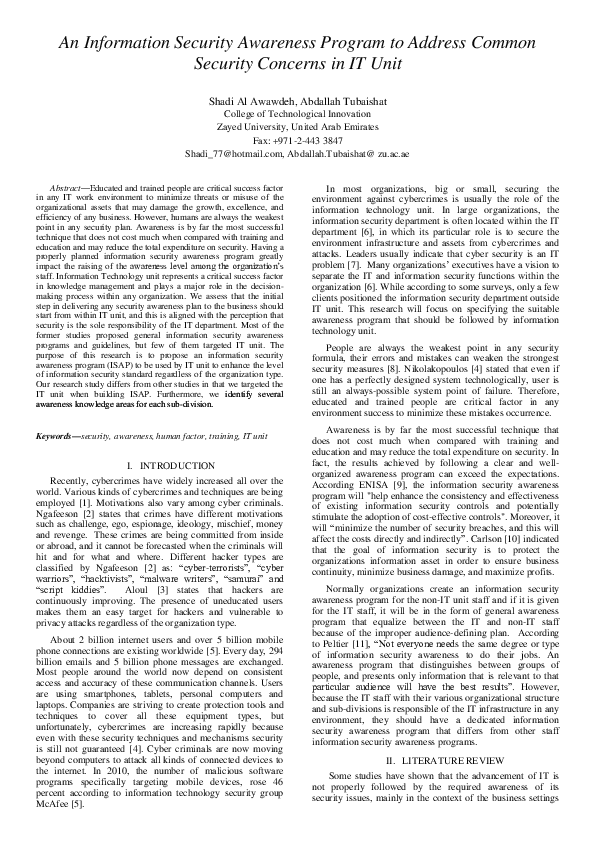 (PDF) An Information Security Awareness Program to Address Common ...