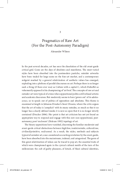 (PDF) Pragmatics of Raw Art (For the Post-Autonomy Paradigm)