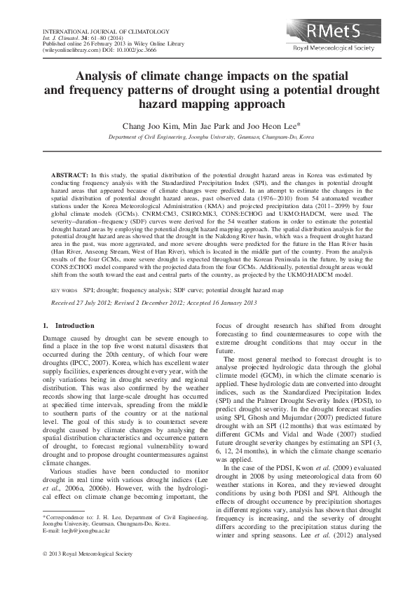 Analysis of climate change impacts on the spatial and frequency ...