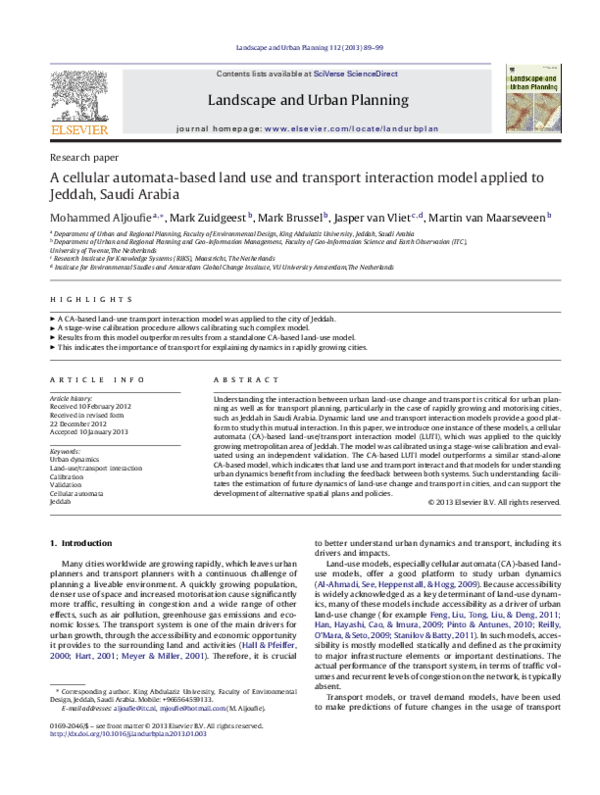 (PDF) A cellular automata-based land use and transport interaction ...