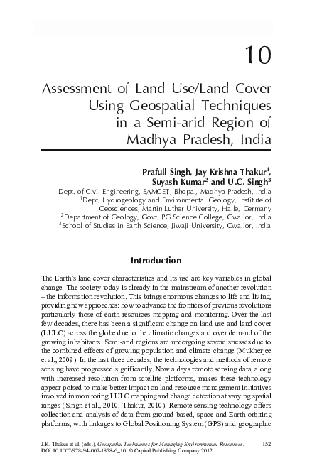 (PDF) Assessment of Land Use/Land Cover Using Geospatial Techniques in ...
