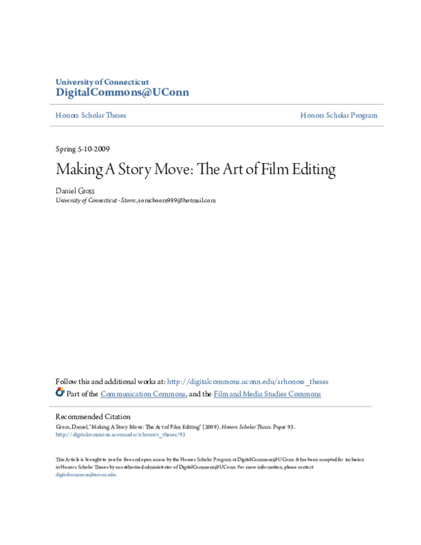 (PDF) Making A Story Move: The Art of Film Editing