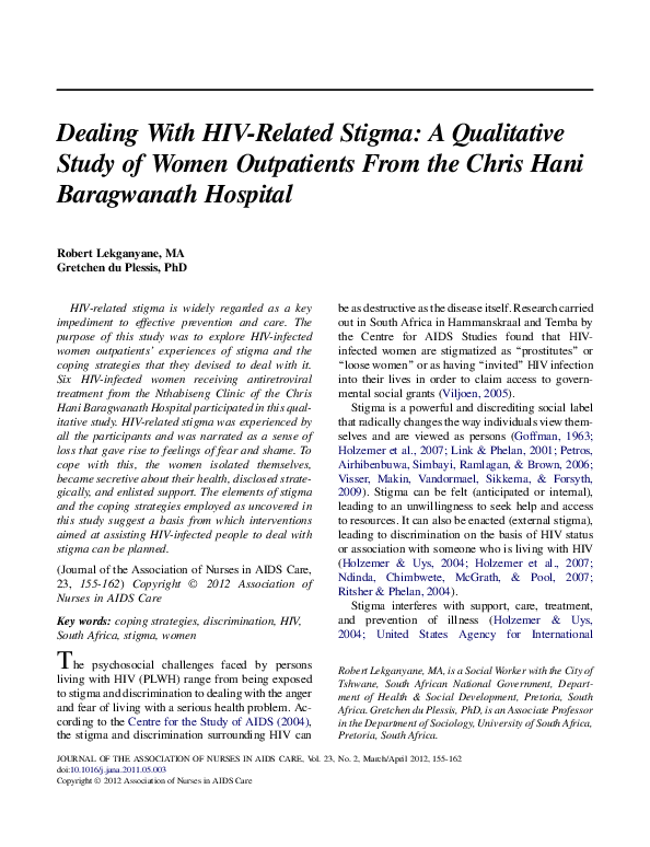 (PDF) Dealing With HIV-Related Stigma: A Qualitative Study of Women ...