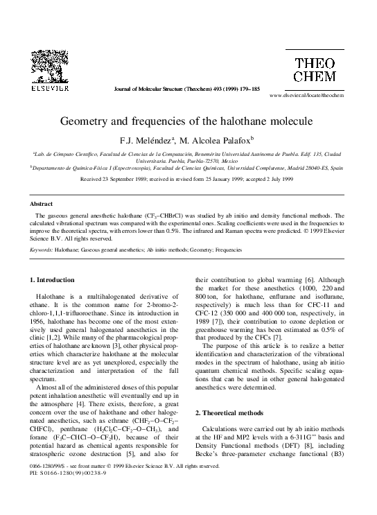 (PDF) Geometry and frequencies of the halothane molecule