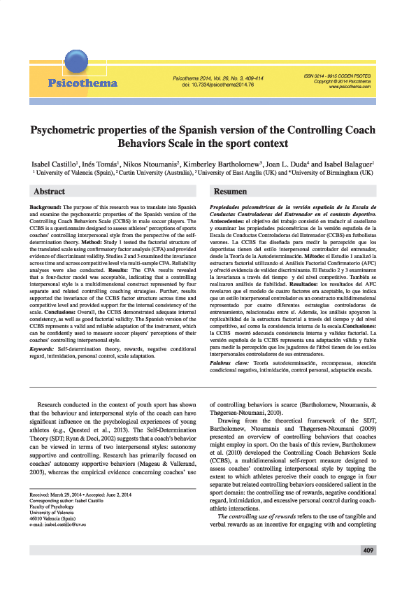 (PDF) Psychometric properties of the Spanish version of the Controlling ...