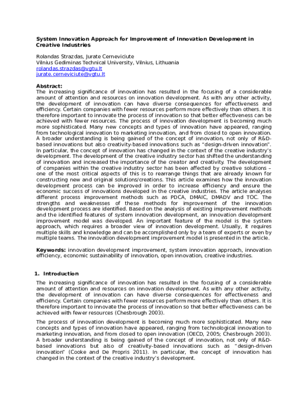 (DOC) System Innovation Approach for Improvement of Innovation ...