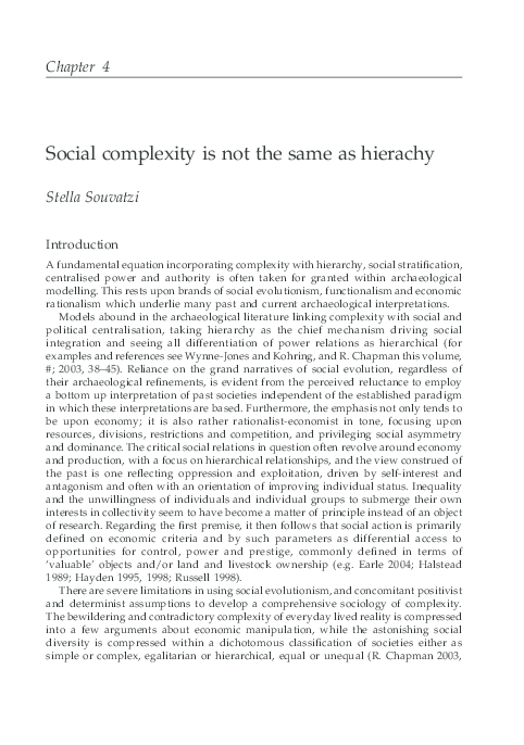 (PDF) Souvatzi, S. 2007. Social complexity is not the same as hierarchy.