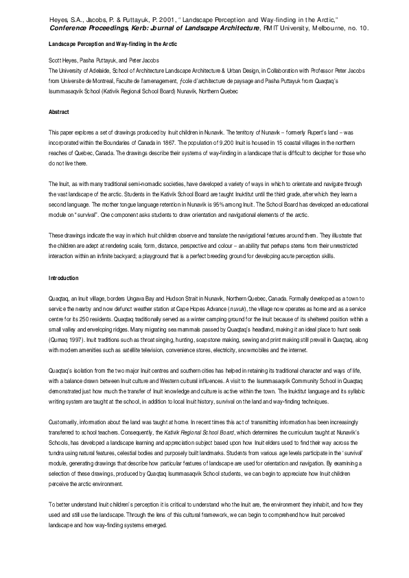 Pdf Landscape Perception And Way Finding In The Arctic