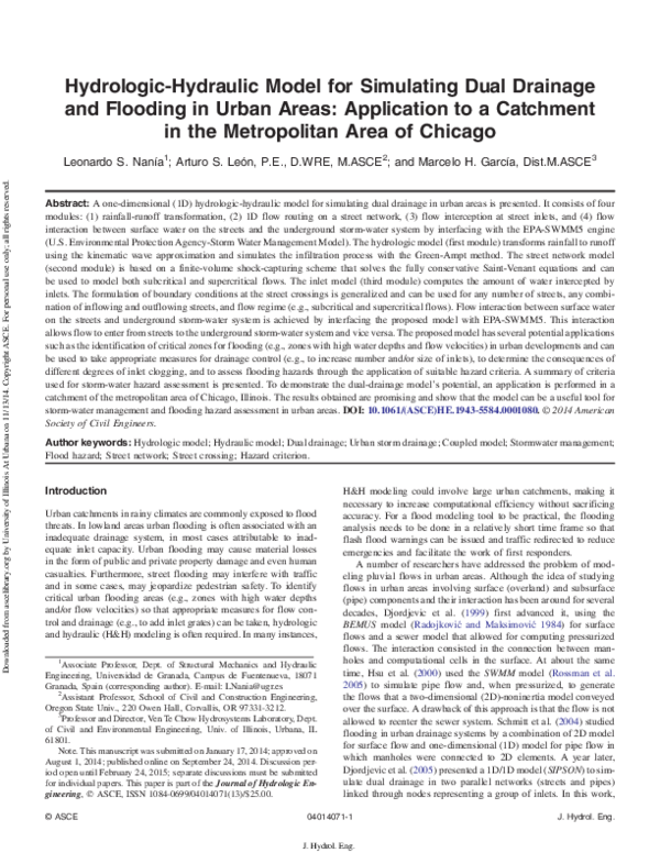 (PDF) Hydrologic-Hydraulic Model for Simulating Dual Drainage and ...