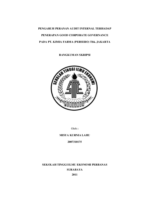 Pdf Pengaruh Peranan Audit Internal Terhadap Penerapan Good Corporate Governance Riska Dwi Academia Edu