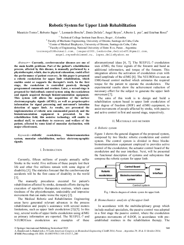 (PDF) Robotic System for Upper Limb Rehabilitation