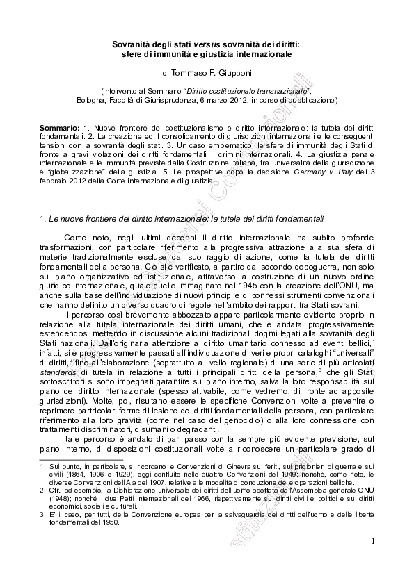 (PDF) Sovranità degli stati versus sovranità dei diritti sfere di