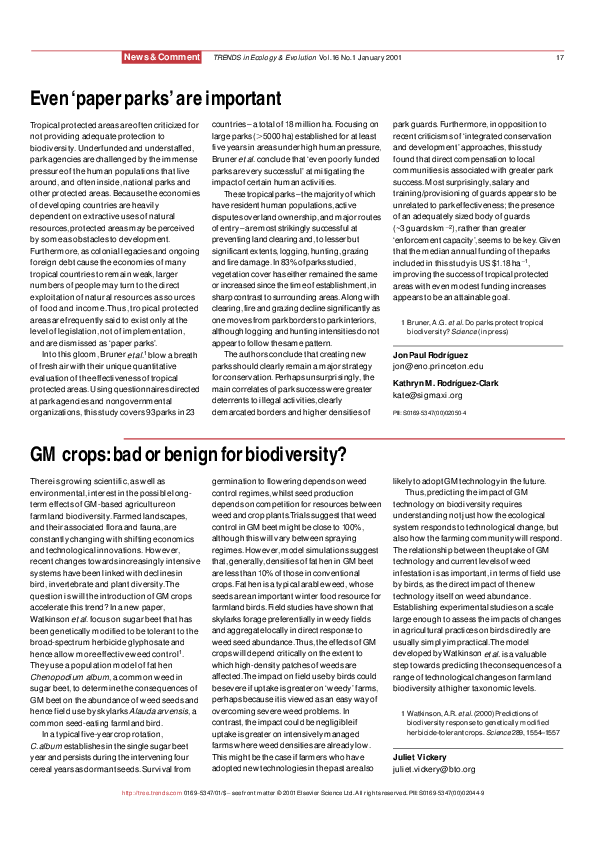 (PDF) Even'paper parks' are important Jon Paul Rodríguez Academia.edu