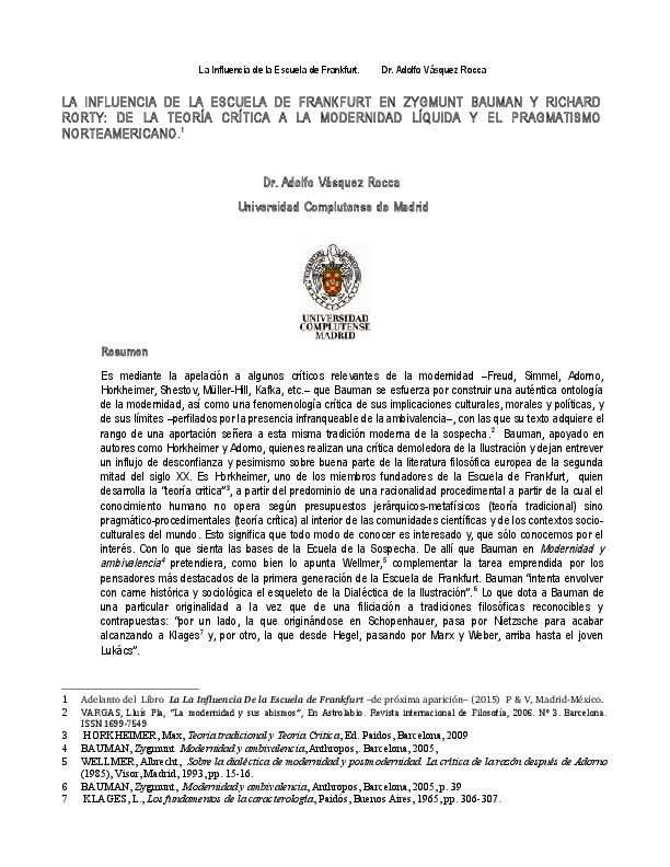 LA ESCUELA DE FRANKFURT LA LTIMA GENERACI N M S ALL DE LA TEOR A