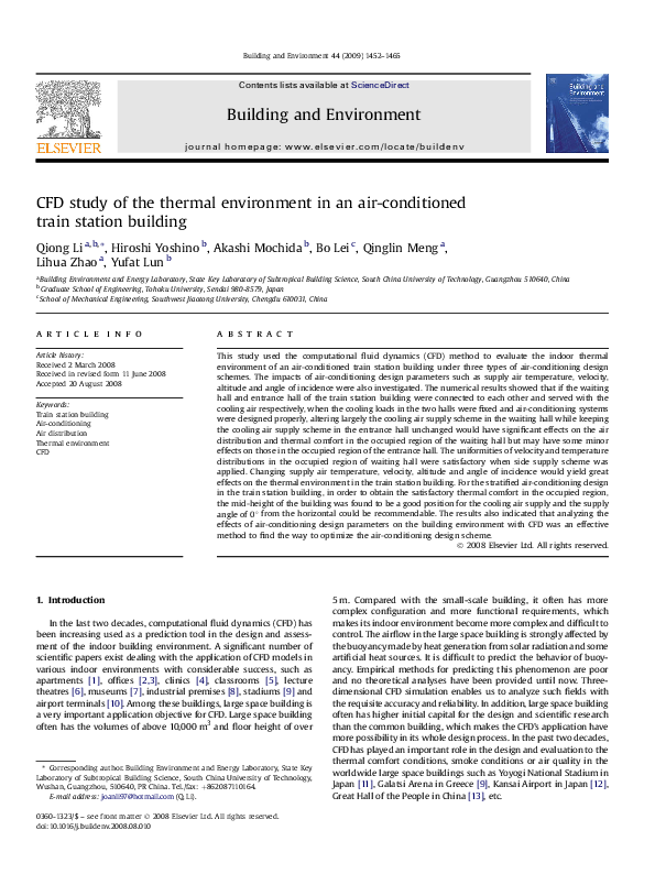 (PDF) CFD study of the thermal environment in an air-conditiond train ...