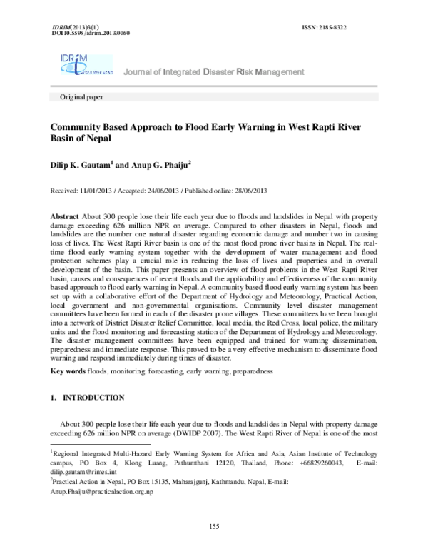 (PDF) Community Based Approach to Flood Early Warning in West Rapti ...