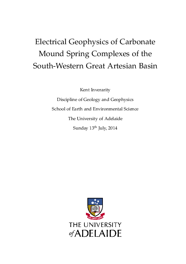PDF) Electrical Geophysics of Carbonate Mound Spring Complexes of