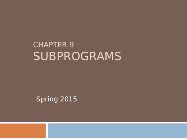 (PPT) Lecture material of Modified Chapter 09 Subprograms