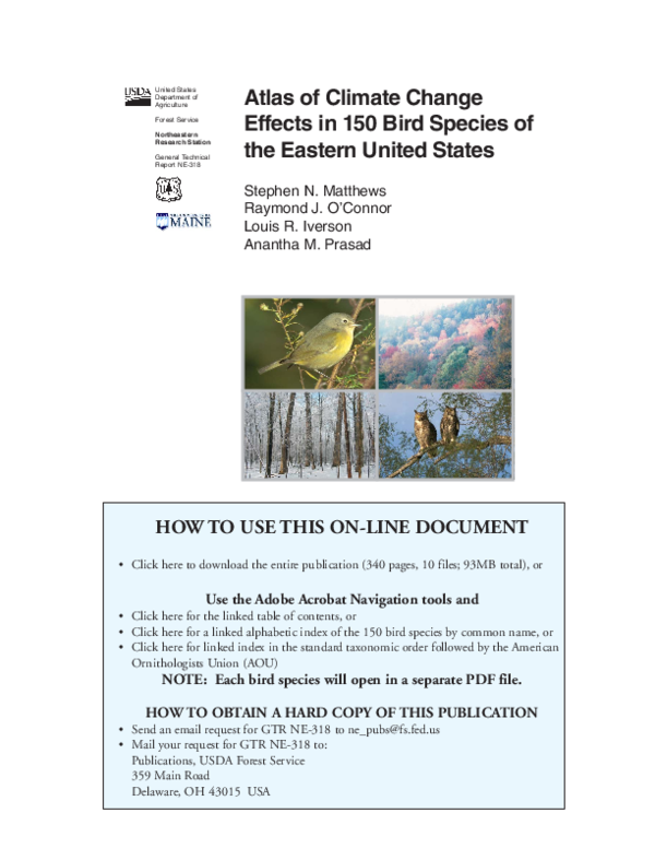 (PDF) Atlas of Climate Change Effects in 150 Bird Species of the ...
