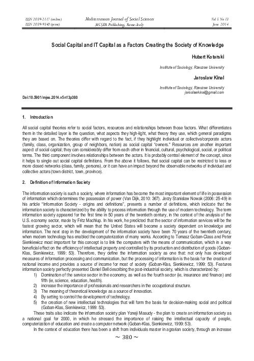 (PDF) Social Capital and IT Capital as a Factors Creating the Society ...