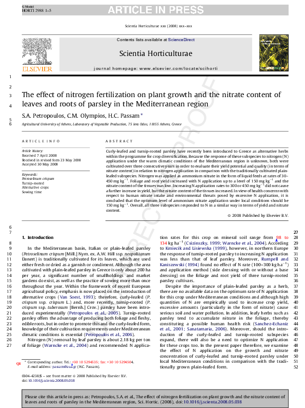 (PDF) A5. The effect of nitrogen fertilization on plant growth and the ...