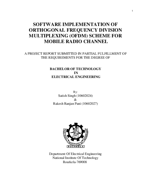 (PDF) SOFTWARE IMPLEMENTATION OF ORTHOGONAL FREQUENCY DIVISION ...